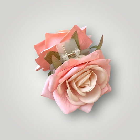 Pastel Rose Bloom Hair Claw Clip in Blush Pink