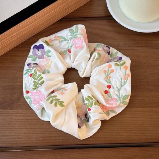 Countryside Bloom Embroidered Scrunchie
